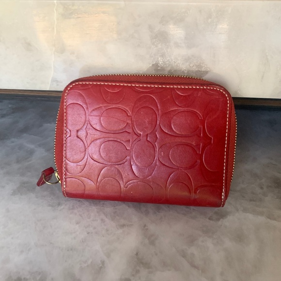 Coach Red Wallet Card Holder - Picture 1 of 4